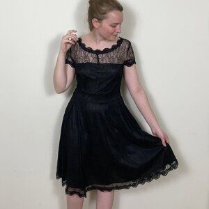 Black Lace Knee-Length Dress